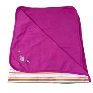 Baby Gap Vintage Blanket Cotton Reversible Pink Striped Tropical Fish 2003